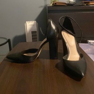Slightly worn size 9 black leather Aldo Mary Jane block heels